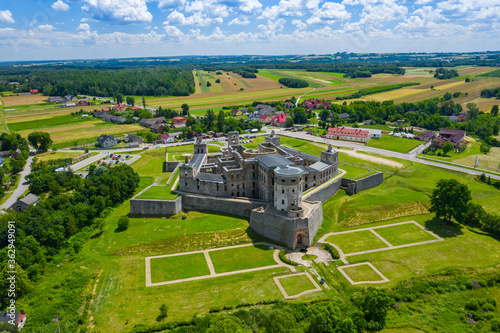 Krzyztopor Castle Poland. Aerial view of old, ruined castle in Ujazd, Świetokrzyskie Voivodeship, Poland. photo