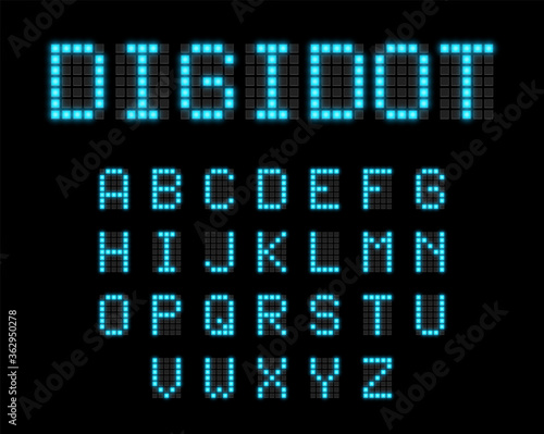 Realistic digital scoreboard font set, vector illustration