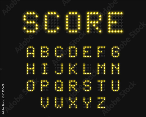 Realistic digital scoreboard font set, vector illustration