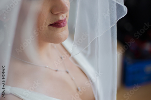bride lips and vail