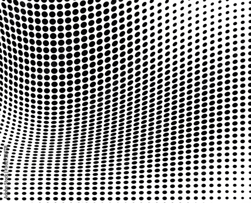 Abstract monochrome halftone pattern. Wide vector illustration