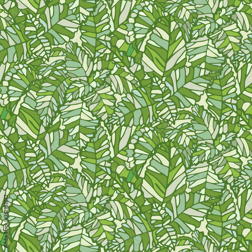 Mint leaves pattern doodle hand drawn. Colorful graphics vector. Vector floral texture for fabric, wrapping paper, floral design.