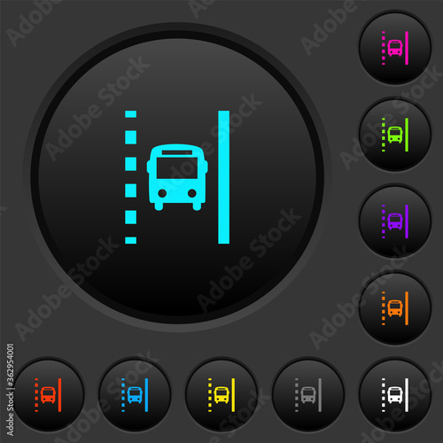 Bus lane dark push buttons with color icons
