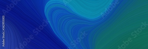 colorful and elegant vibrant abstract art waves graphic with modern soft curvy waves background illustration with teal, strong blue and dark blue color