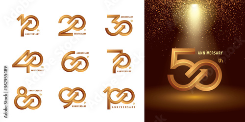 Set of 10 to 100 Anniversary logotype design, Years Celebrate Anniversary Logo