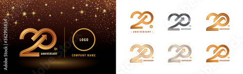 Set of 20th Anniversary logotype design, Twenty years anniversary celebration