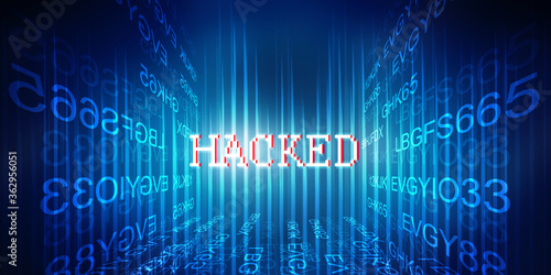 Obraz na plátně 2D illustration Hacked data online code background