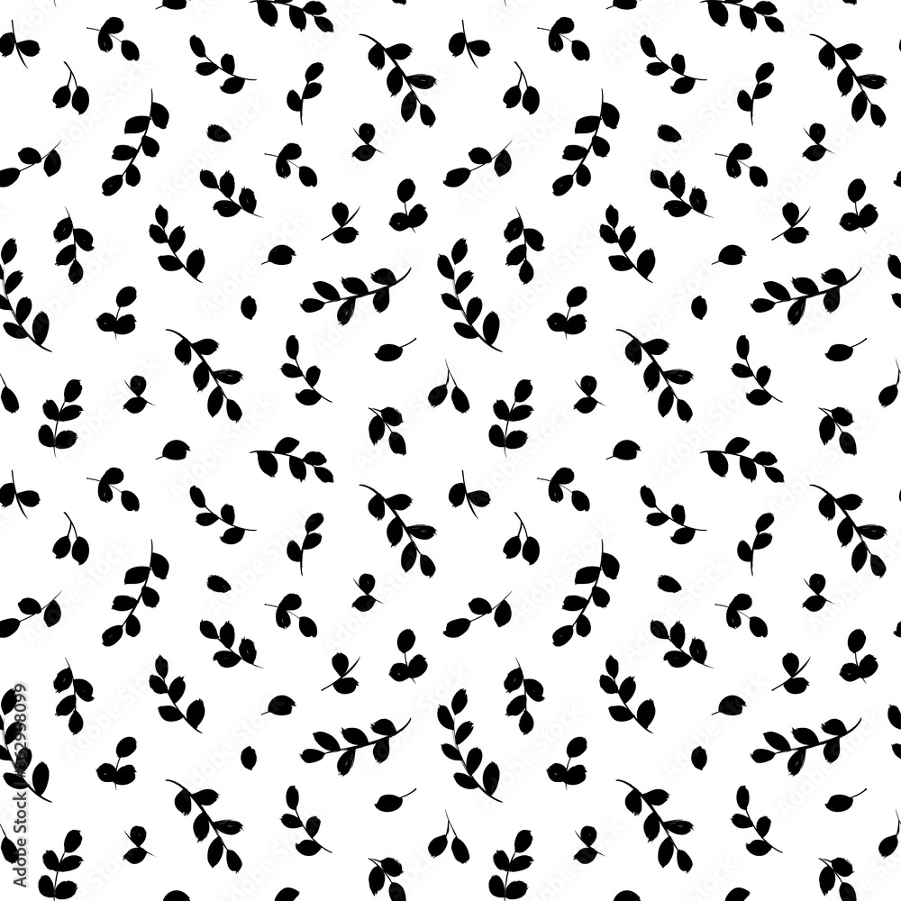 Eucalyptus leaves and branches vector seamless pattern. Brush leaves and twigs. Black branch modern ornament. Black ink texture with foliage. Hand drawn eucalyptus, laurel twig. Abstract plant motif Eucalyptus leaves and branches vector seamless pattern. Brush leaves and twigs. Black branch modern ornament. Black ink texture with foliage. Hand drawn eucalyptus, laurel twig. Abstract plant motif