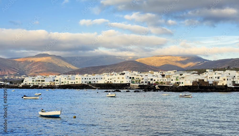 white hiuses of Arrieta town, Lanzarote Island, Canary Islands, Spain