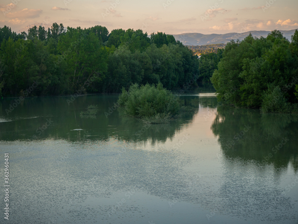 Fototapeta premium views of the river Esera to the passage through the town of graus in the province of huesca aragon spain