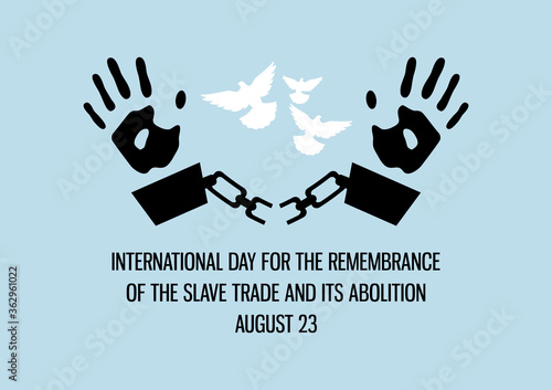 International Day for the Remembrance of the Slave Trade and Its Abolition vector. Prisoner with handcuffs vector. Hand in Chains vector. Remembering victims of the slave trade. Important day