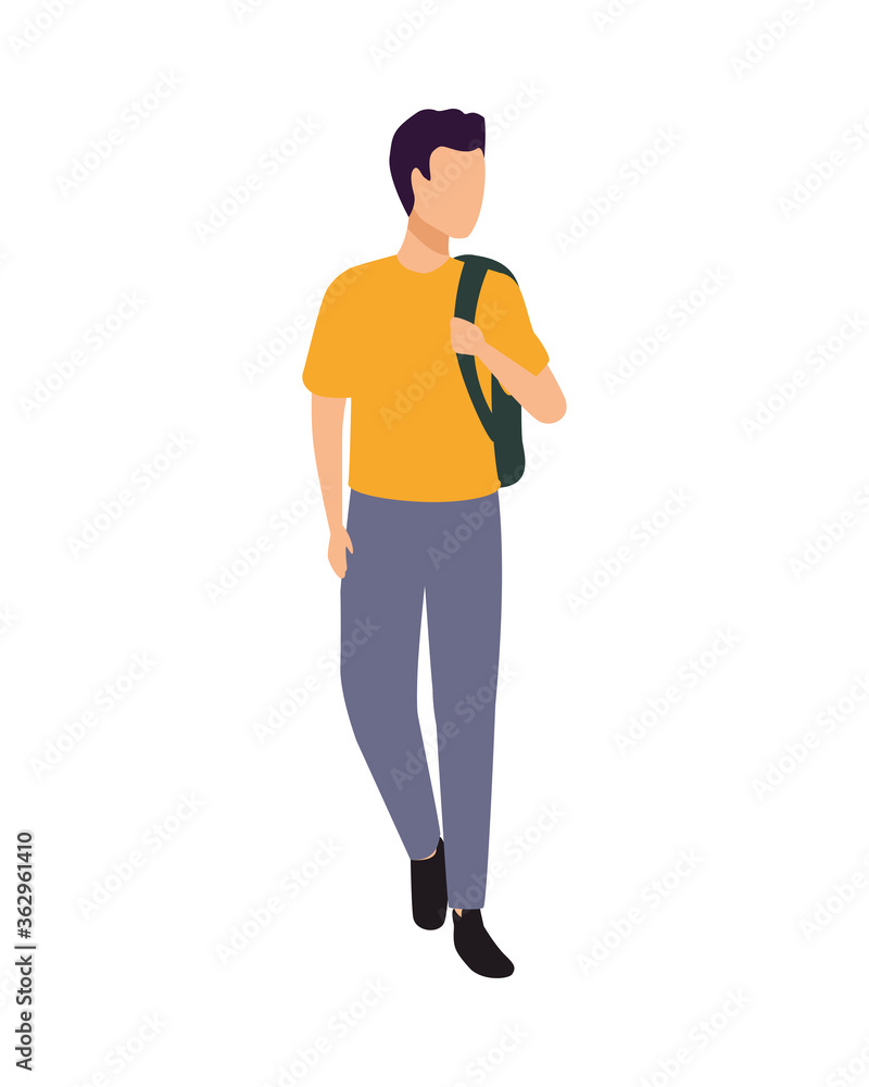 young man casual with avatar character young man casual with avatar character