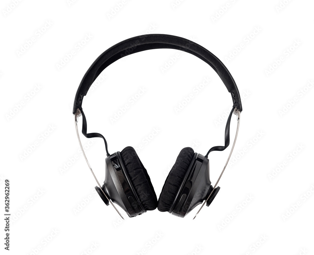 Black headphones isolated on white background Black headphones isolated on white background