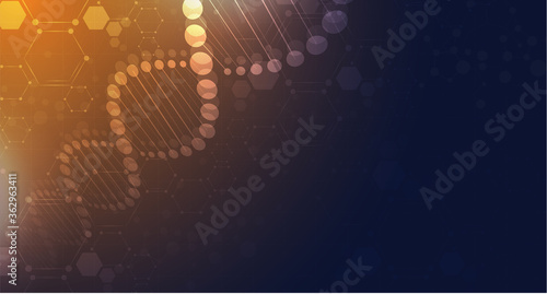 DNA digital, sequence, code structure with glow. Science concept and nano technology background. vector design.