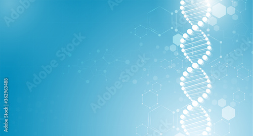 DNA digital, sequence, code structure with glow. Science concept and nano technology background. vector design.