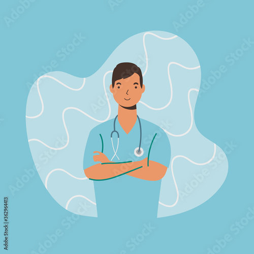 surgeon doctor essential worker character icon