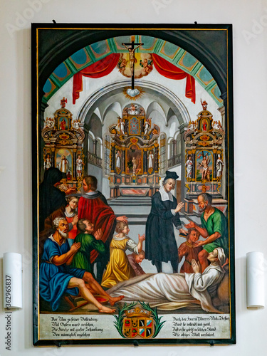 historic paintings fron the 17th century in the Heiligblut or "holy blood" chapel in Willisau in Switzerland
