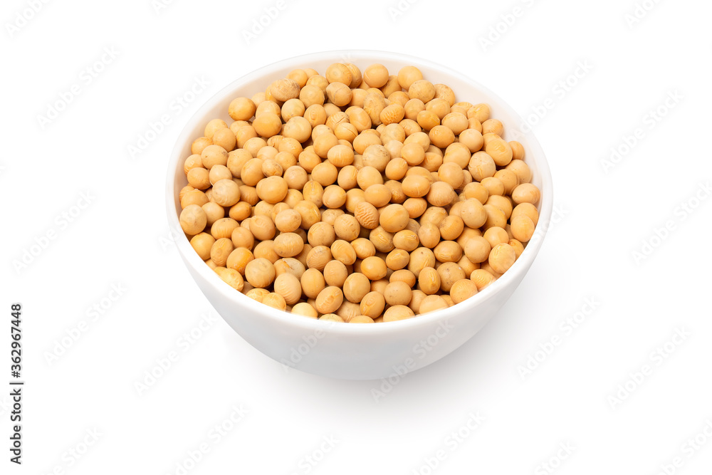 Bowl with soybeans isolated on white background Bowl with soybeans isolated on white background