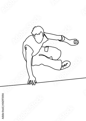 simple drawing line , young stuntman