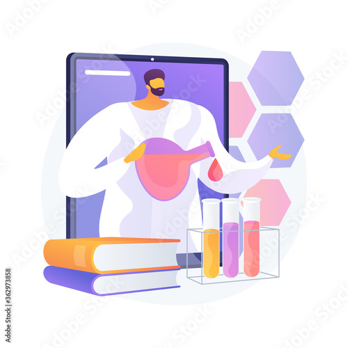 Online Science tutoring abstract concept vector illustration. Personalised learning, online educational platform, homeschooling in covid-2019 quarantine, science video lessons abstract metaphor.
