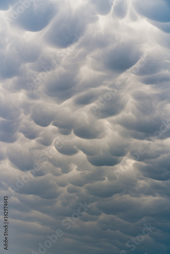Mammatus clouds while storm chasing in Texas.