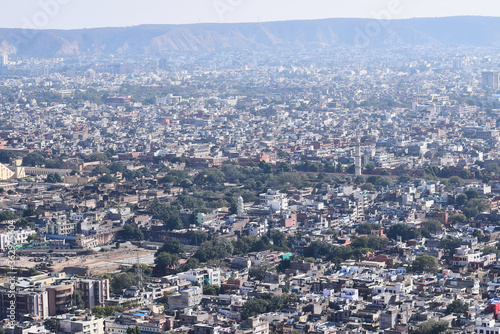 Overall bird eye view of Jaipur from Nahargarh Fort ,Jaipur, Rajasthan, India