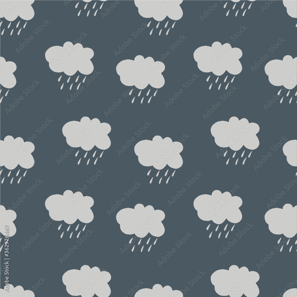 Seamless pattern with clouds and rain. Autumn background. Drops. Seamless pattern with clouds and rain. Autumn background. Drops.