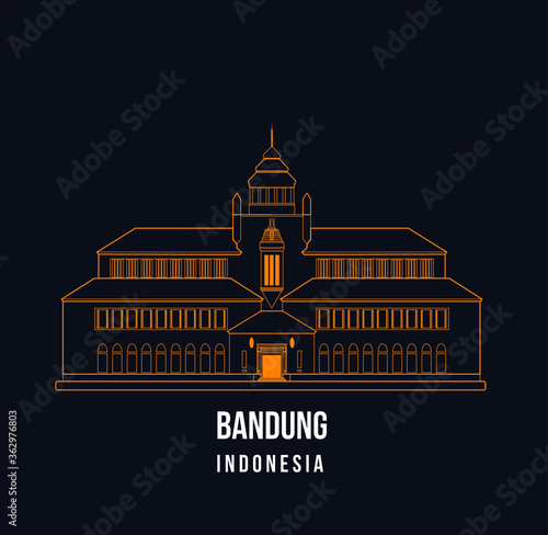 gedung sate or satay building vector illustration