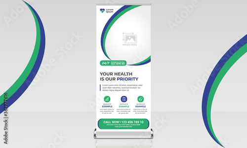 medical roll up banner hospital health doctor promotion signage x stand care poster banner template design 