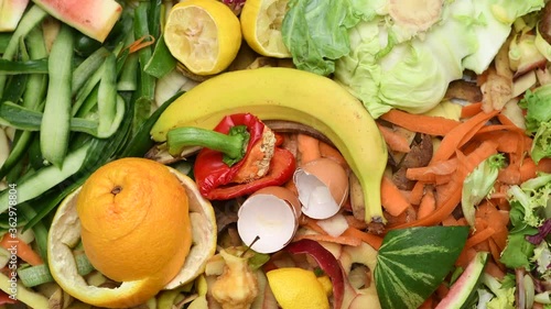Pile of composting organic waste, rotating