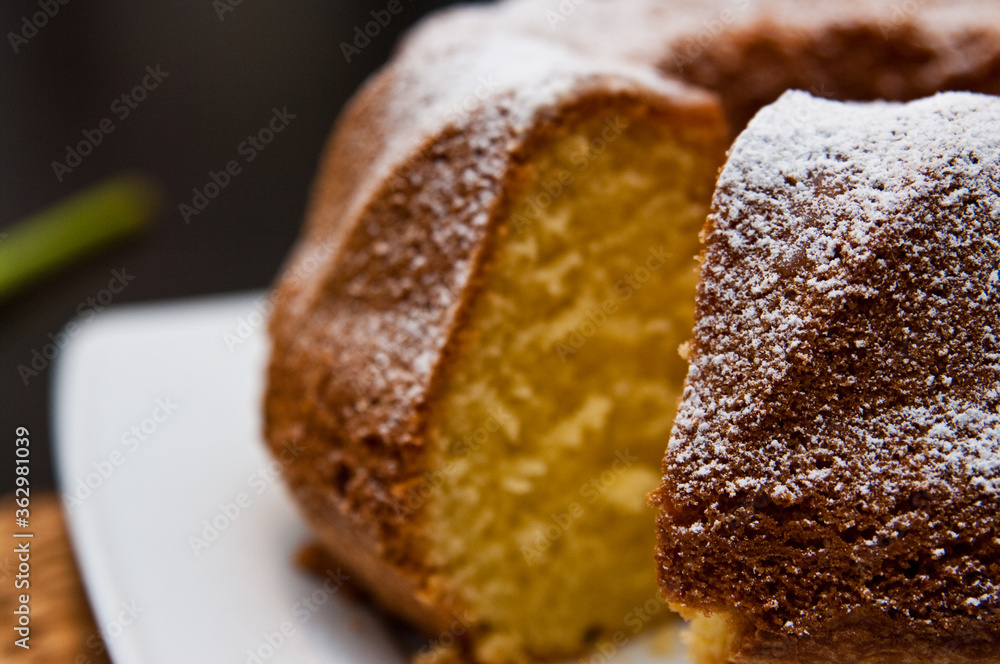 Polish lemon sand cake known as babka cake