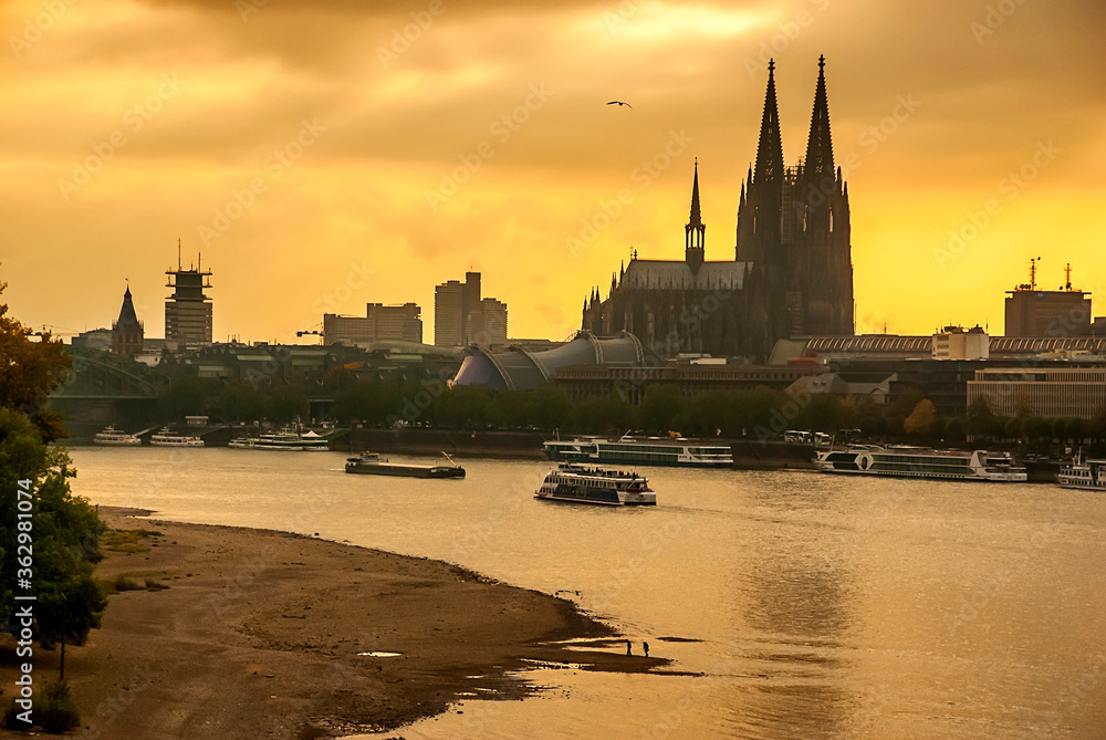 Landscape photographed in Cologne, Germany. Picture made in 2009.