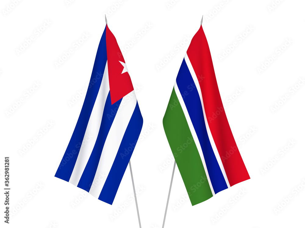 Cuba and Republic of Gambia flags