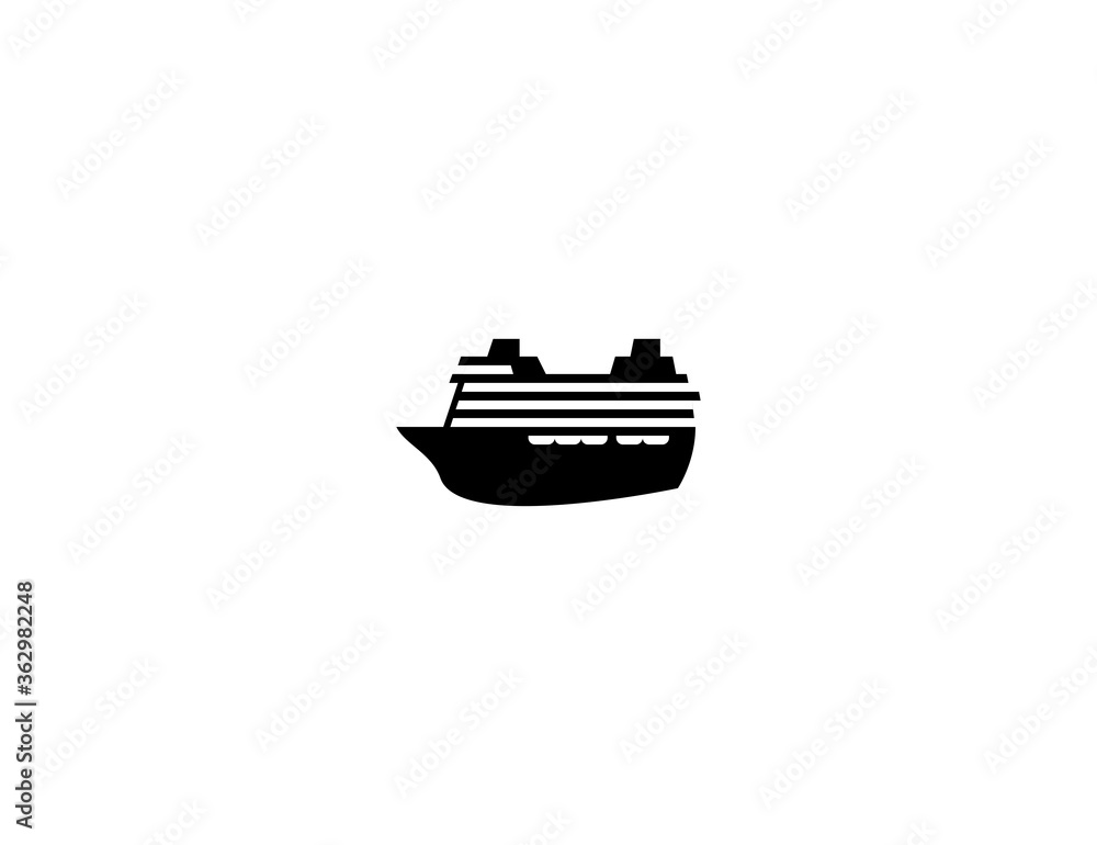 Passenger ship vector flat icon. Isolated cruise ship emoji illustration