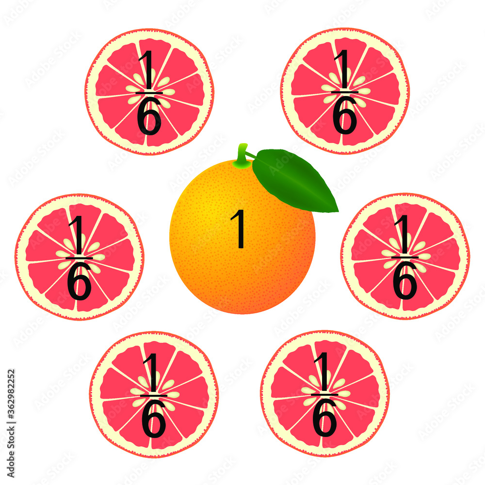 Mathematical games for children study the fractions numbers example