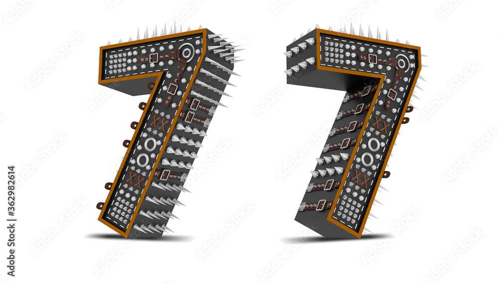 Number Punk style 3d rendering illustration with clipping paths. Number Punk style 3d rendering illustration with clipping paths.