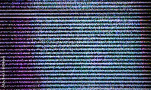 Glitch art scan line background. TV scan line monitor for old technology concept. Old damaged monitor line spots for aesthetic design. photo