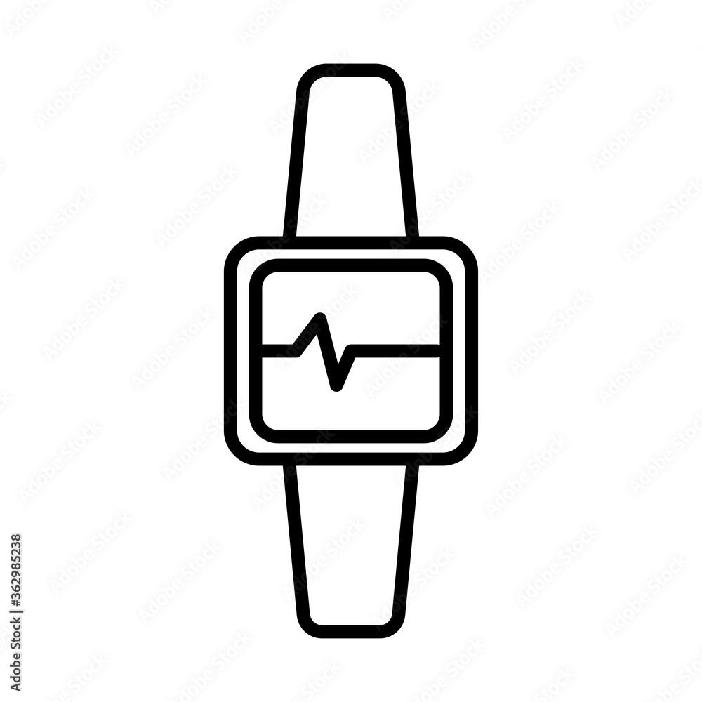 smartwatch with cardiology app line style icon smartwatch with cardiology app line style icon