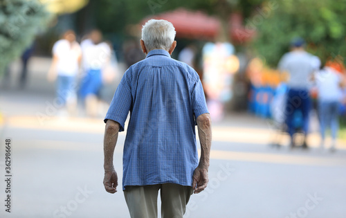 Fototapeta Naklejka Na Ścianę i Meble -  old man walking in summer park