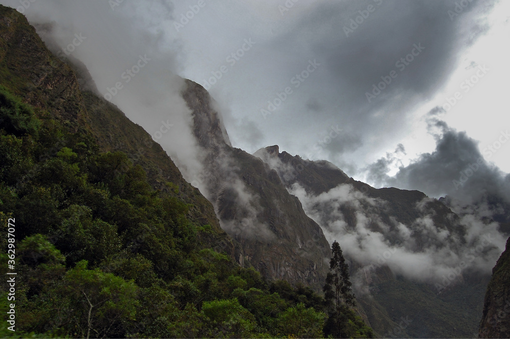 Cloud-covered mountains in rainforest Cloud-covered mountains in rainforest