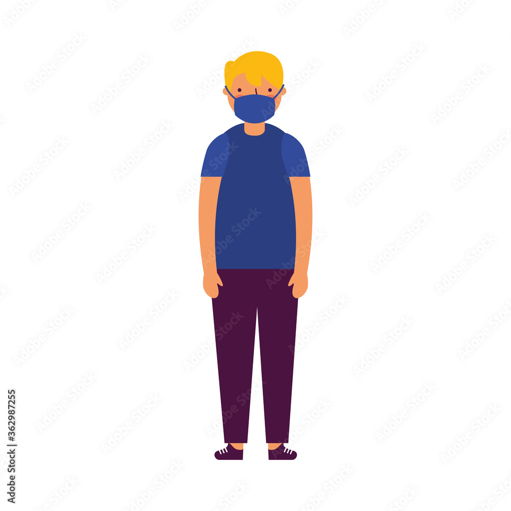 boy with medical mask vector design