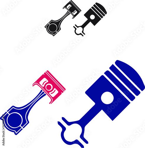 Set of piston engine on a white background. Isolated  vector illustration