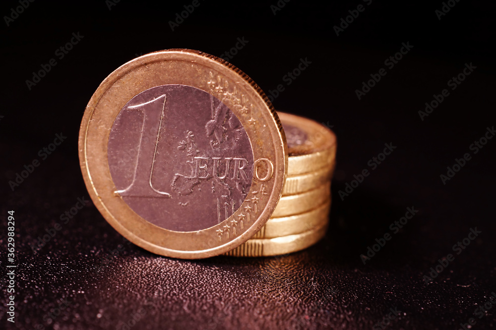 One euro coin close up