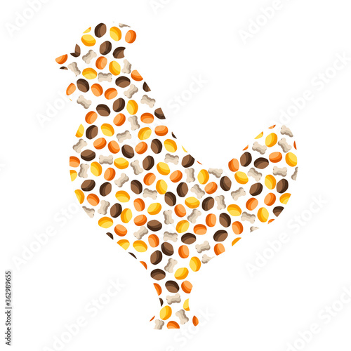 Background with chicken dry food for cats or dogs.