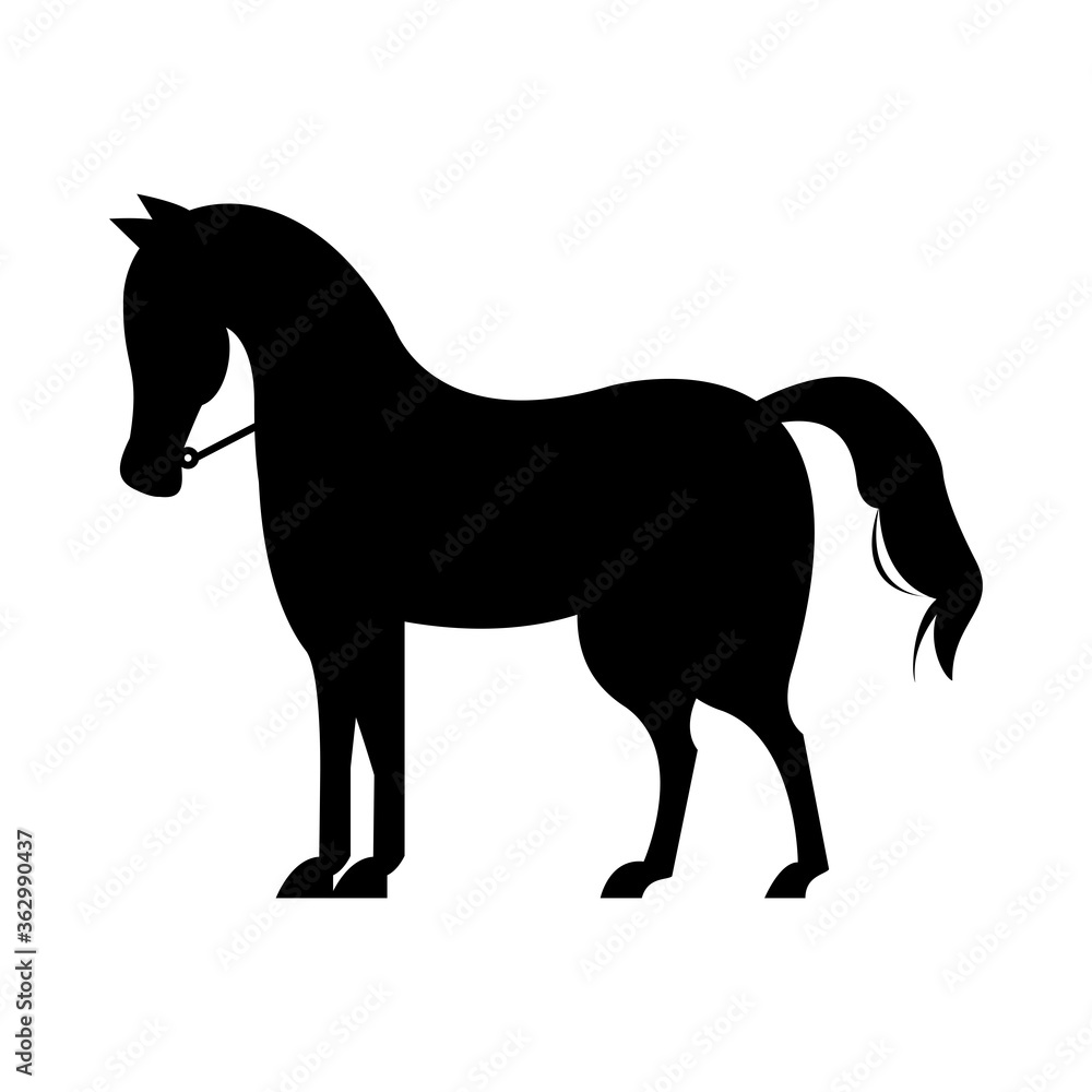 wild horse animal silhouette isolated icon