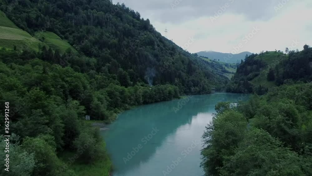Flying above the Klammsee in the Austrian Alps a lake near Kaprun. Flying above the Klammsee in the Austrian Alps a lake near Kaprun.