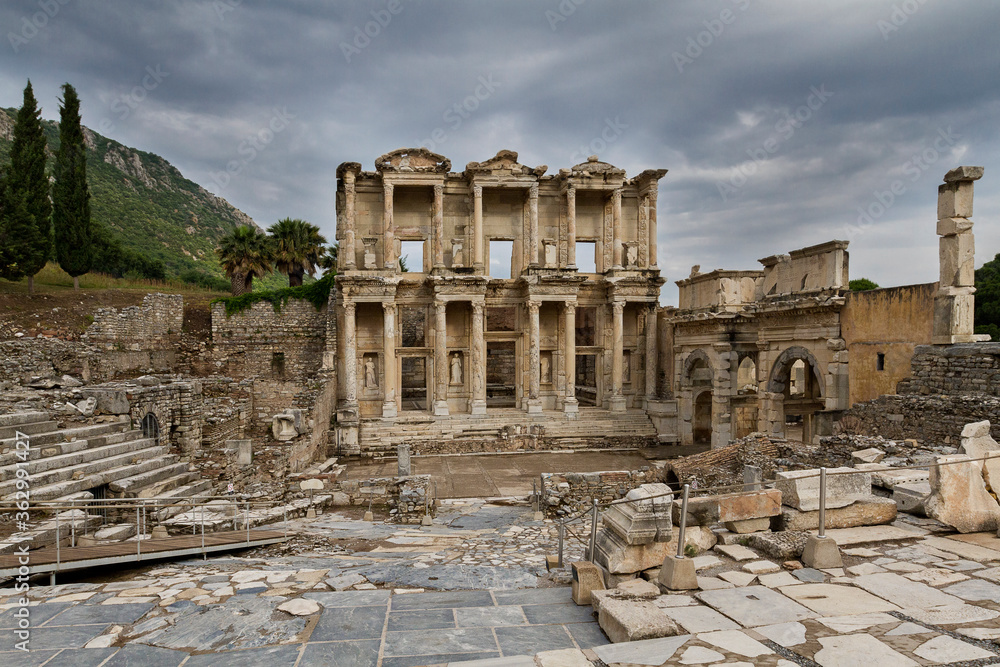 Celsus Library in the Roman ruins of Ephesus, Selcuk, Turkey