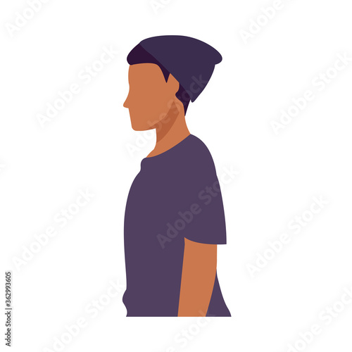 young afro man casual avatar character