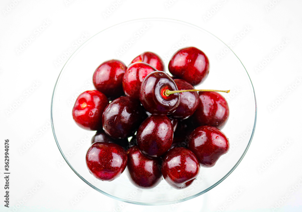 Fototapeta premium Freshly Washed Cherries in a Martini Glass