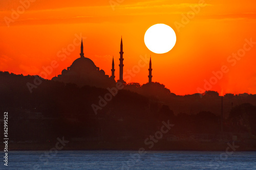 Suleymaniye Mosque at the sunset, Istanbul, Turkey.